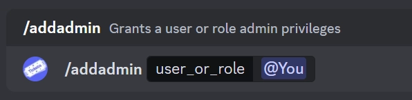 Usage of /addadmin command