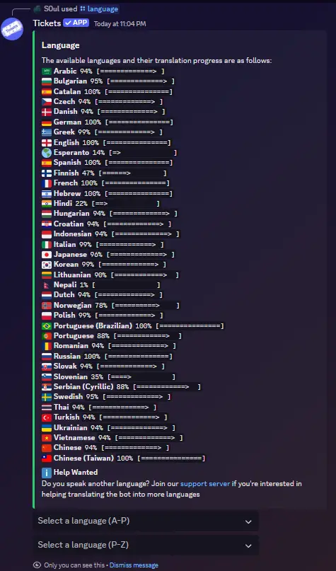 Language list